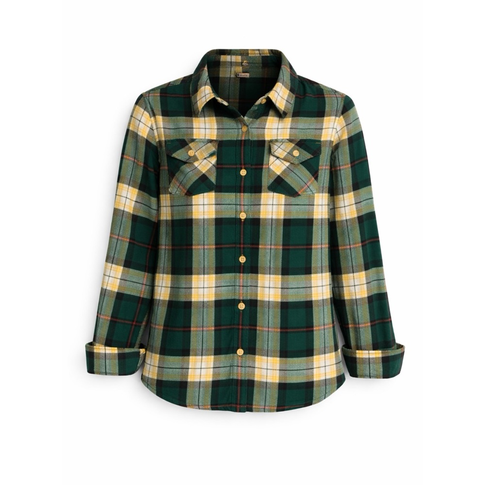 Johnnie B Mini Boden Teal & Gold Long Sleeve Flannel Shirt Boys Size 10